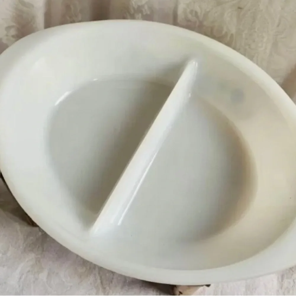 Vintage Glasbake 2 part casserole dish no lid blue floral design